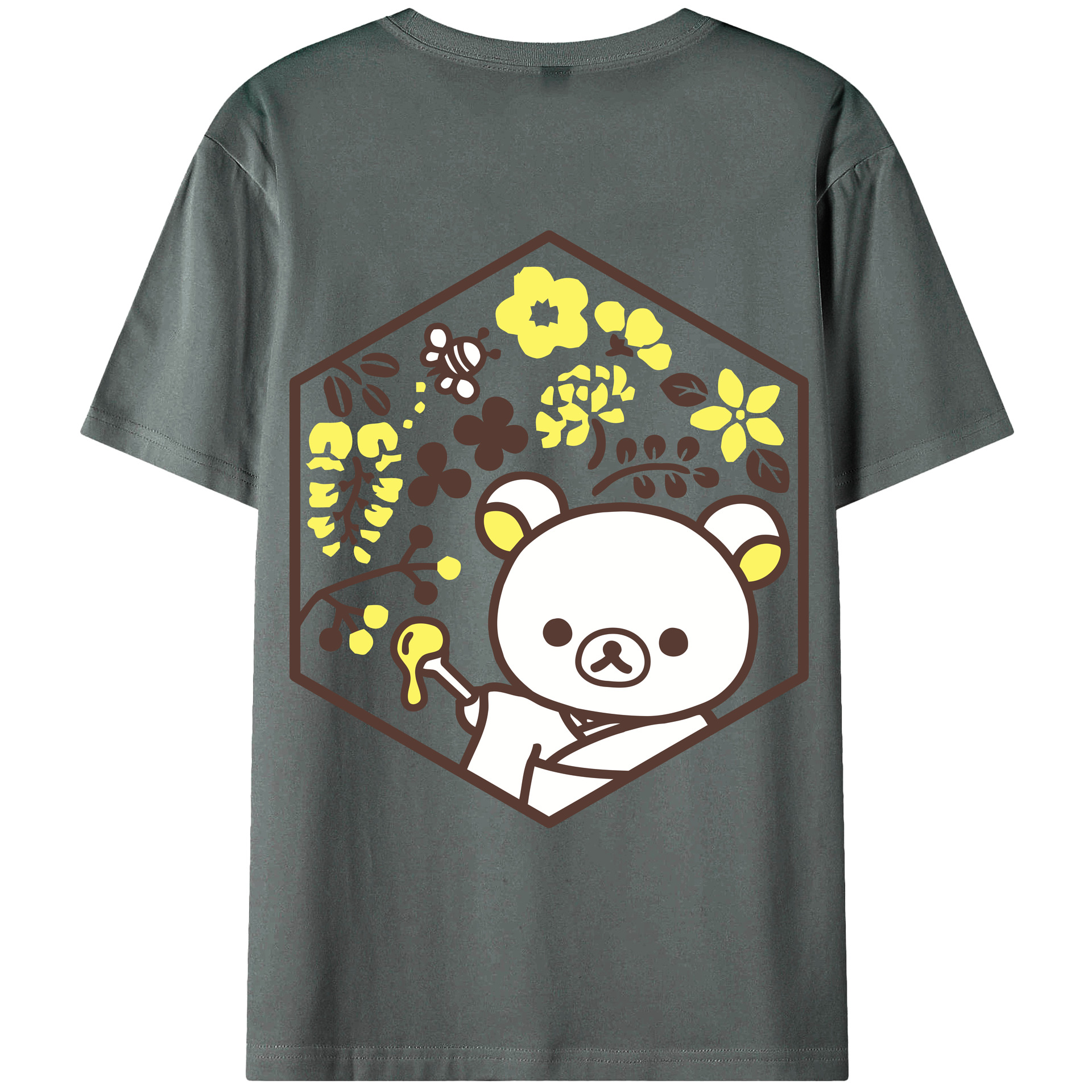 （画像用） リラックマ リラックマ キイロイトリ Rilakkuma Korilakkuma Kiiroitori 綿100％ メンズ半袖Tシャツ（バックプリント） 通気性